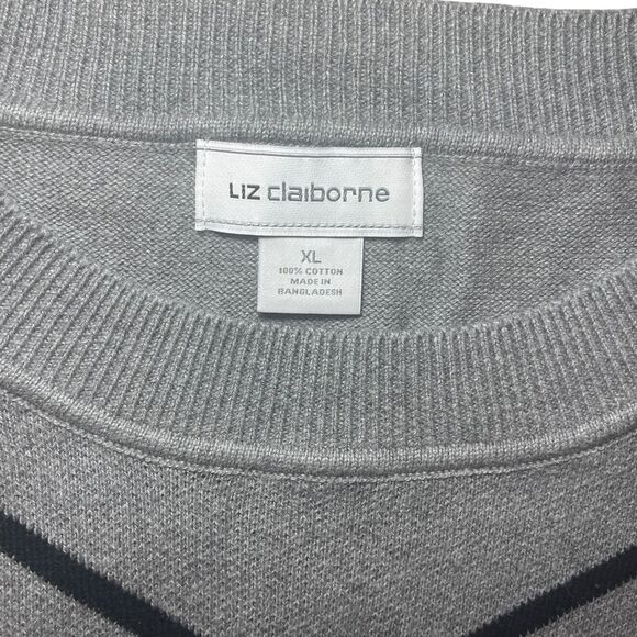 Liz Claiborne Gray and Black Striped Sweater Size XL - Picture 6 of 10